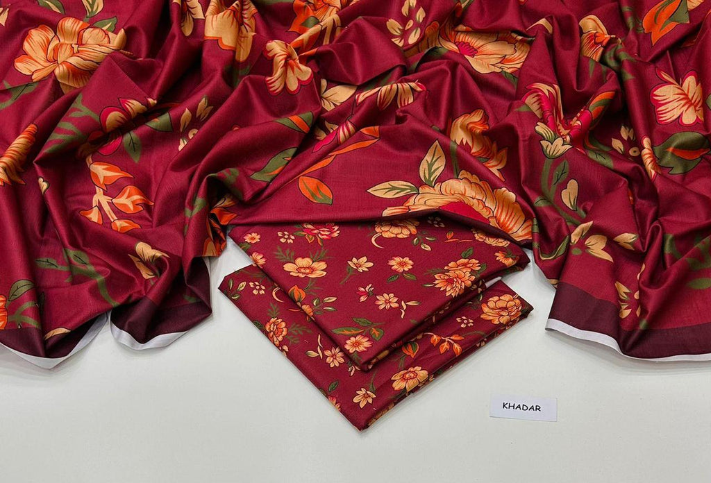 3 Pcs Allover Digital Printed Khaddar