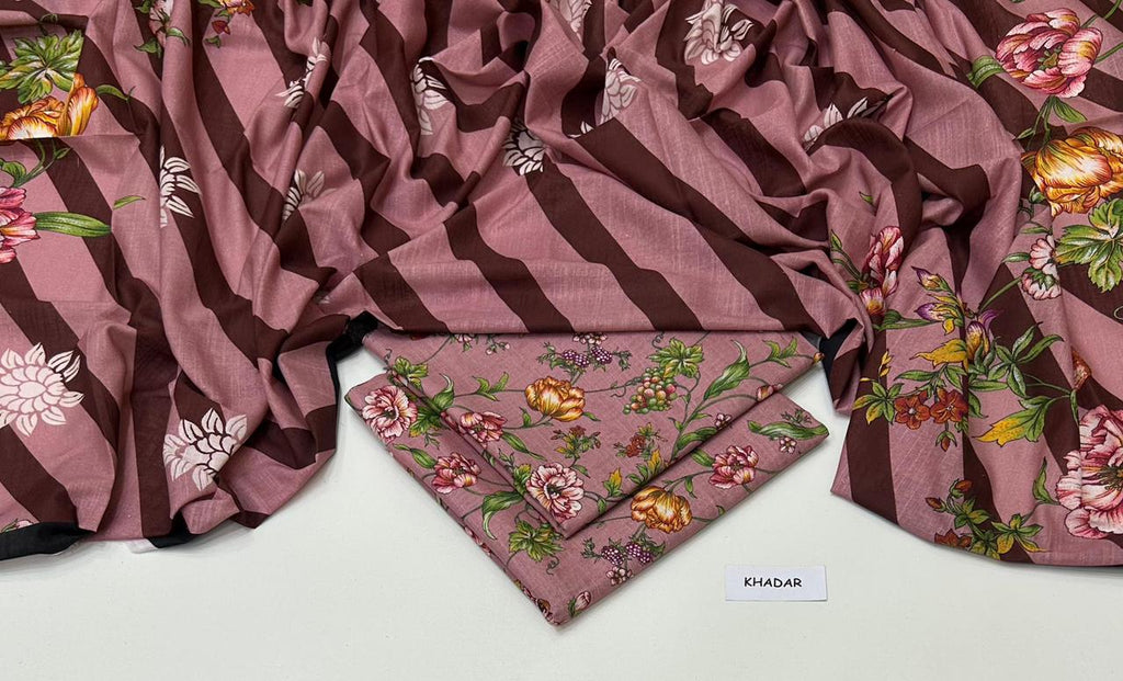 3 Pcs Allover Digital Printed Khaddar