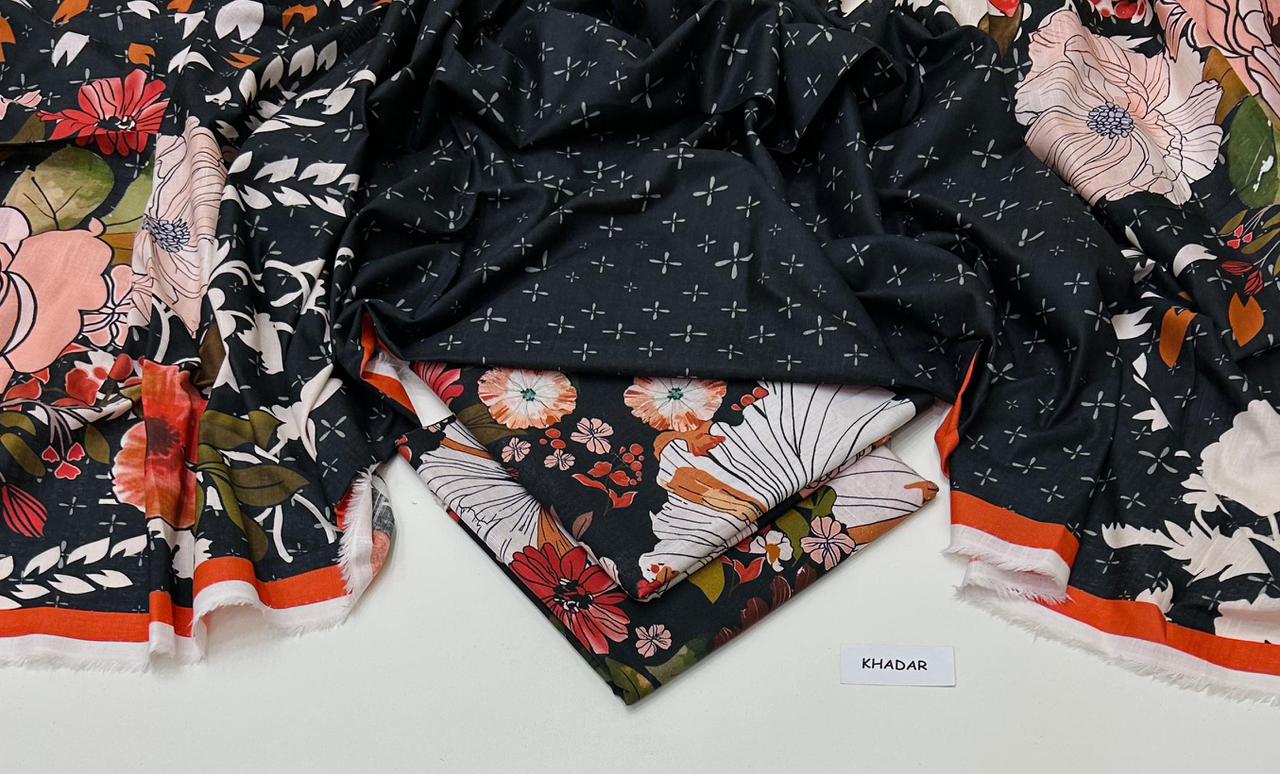 3 Pcs Allover Digital Printed Khaddar