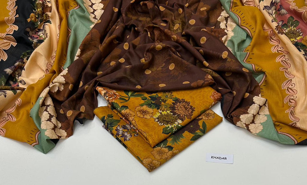 3 Pcs Allover Digital Printed Khaddar