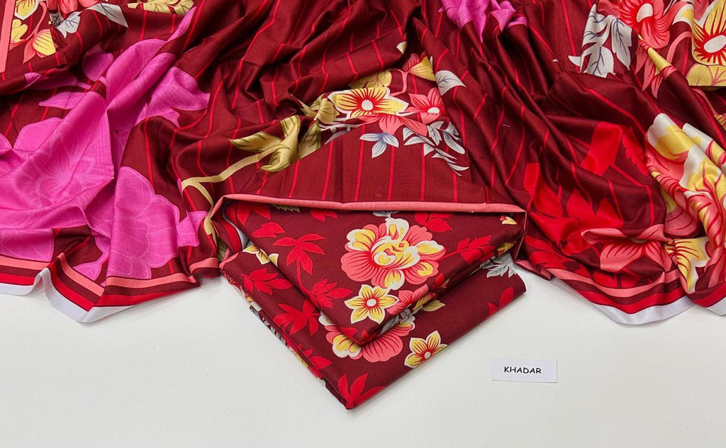 3 Pcs Allover Digital Printed Khaddar