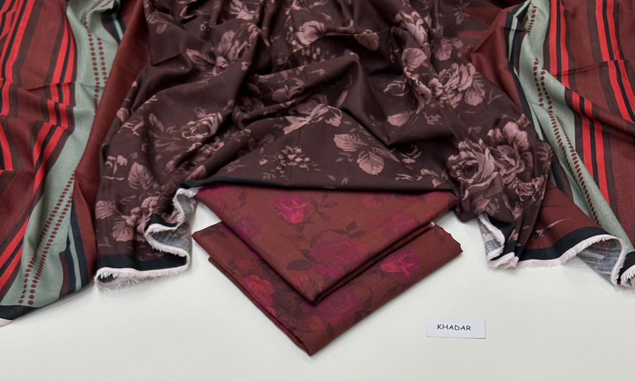 3 Pcs Allover Digital Printed Khaddar