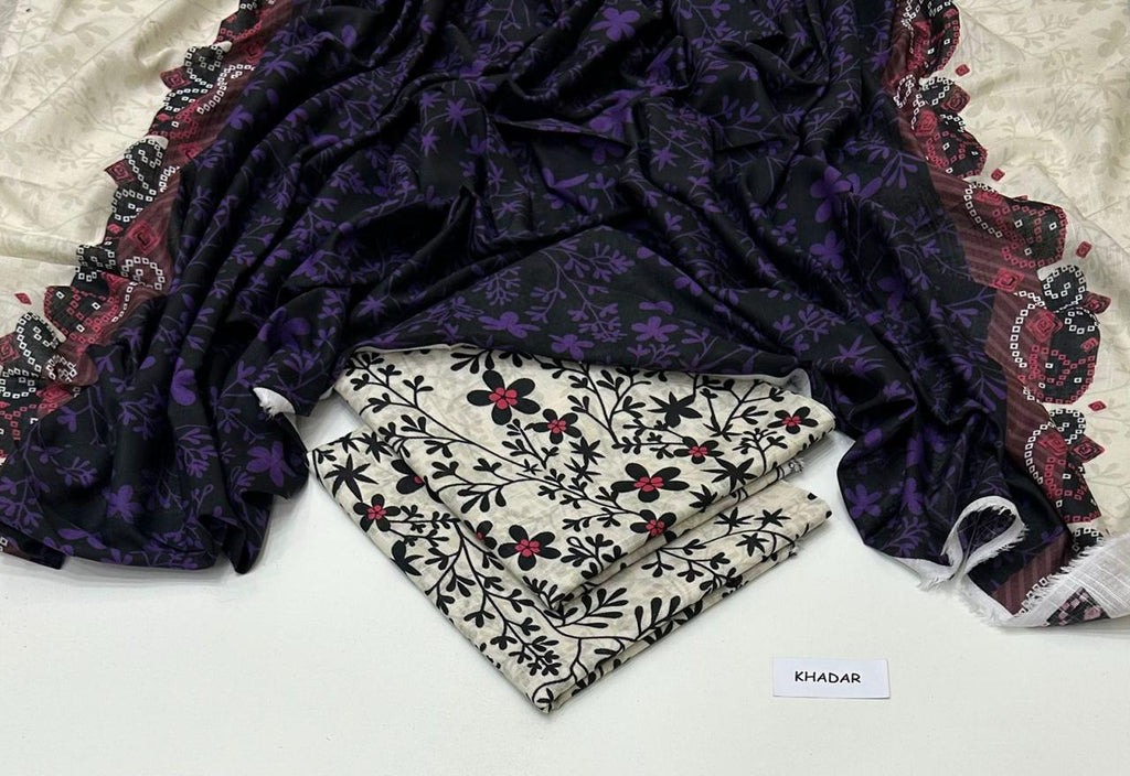 3 Pcs Allover Digital Printed Khaddar