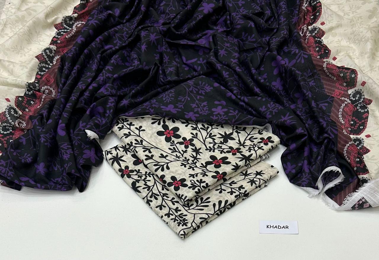 3 Pcs Allover Digital Printed Khaddar
