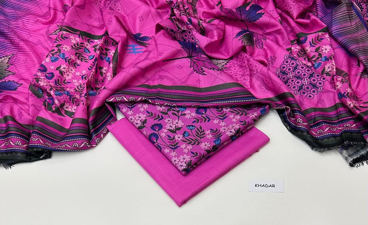 3 Pcs Allover Digital Printed Khaddar