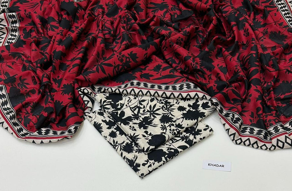 3 Pcs Allover Digital Printed Khaddar