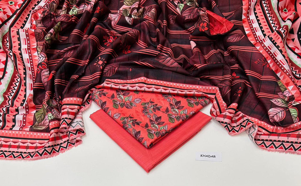3 Pcs Allover Digital Printed Khaddar