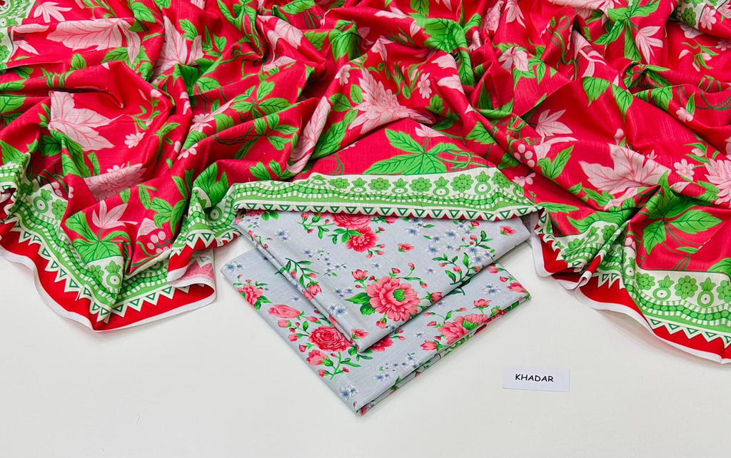 3 Pcs Allover Digital Printed Khaddar