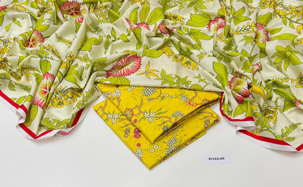 3 Pcs Allover Digital Printed Khaddar