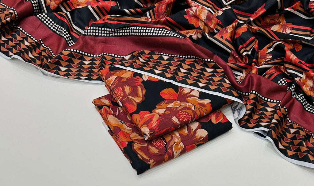 3 Pcs Allover Digital Printed Khaddar