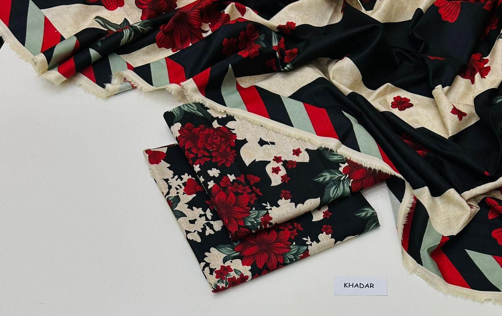 3 Pcs Allover Digital Printed Khaddar