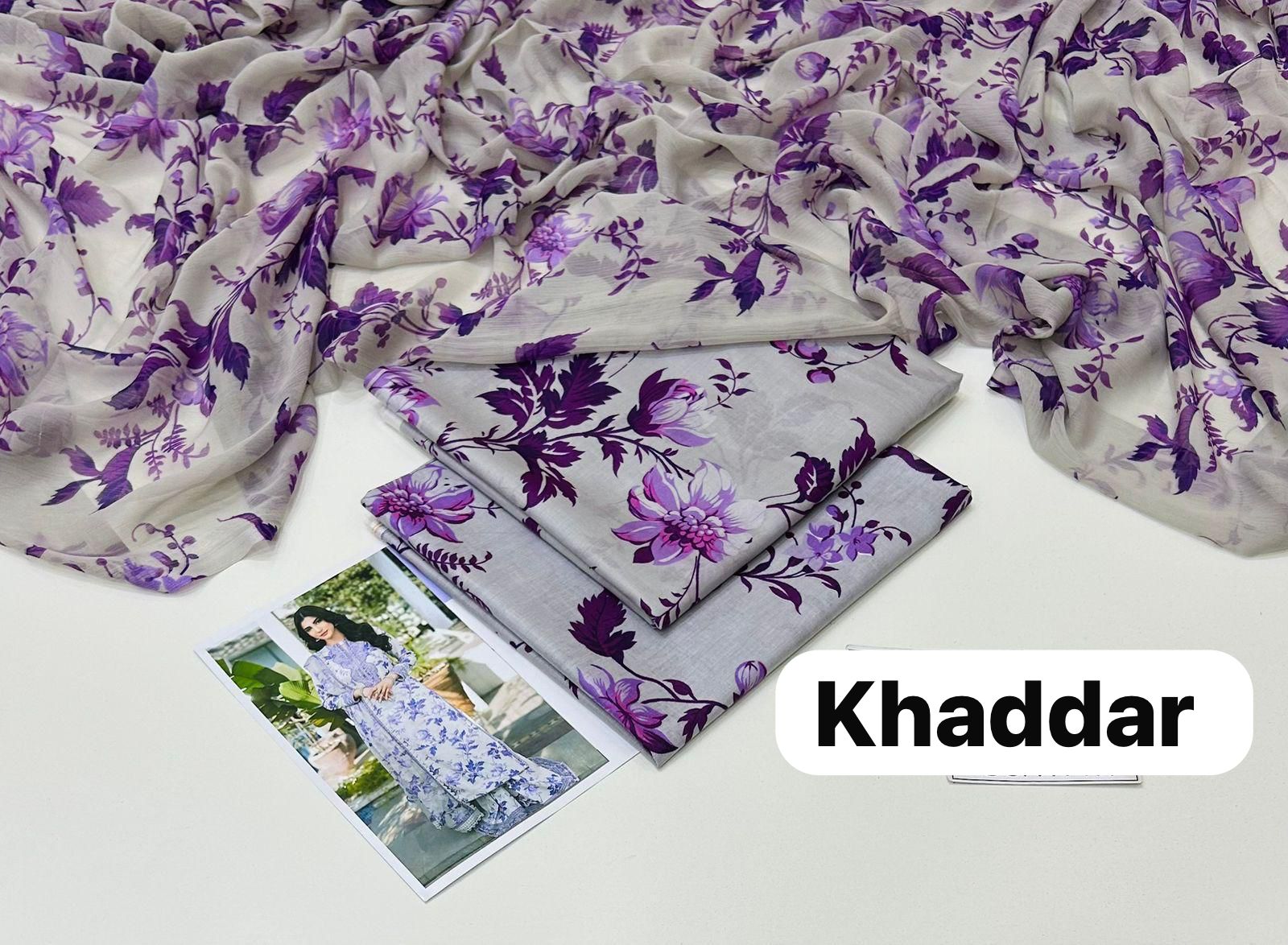3 Pcs Allover Digital Printed Khaddar