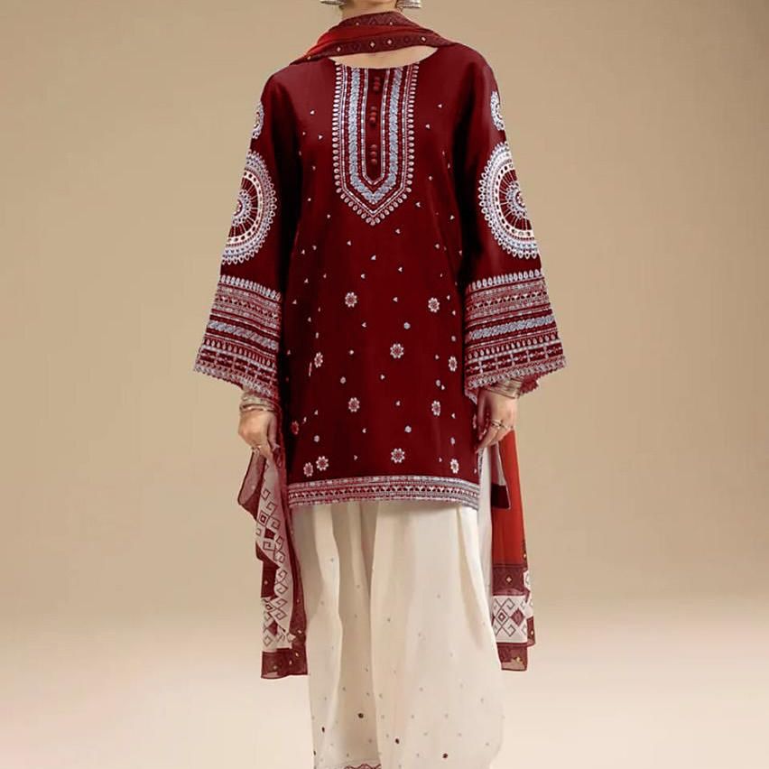 3 Pcs Dhanak Embroidered