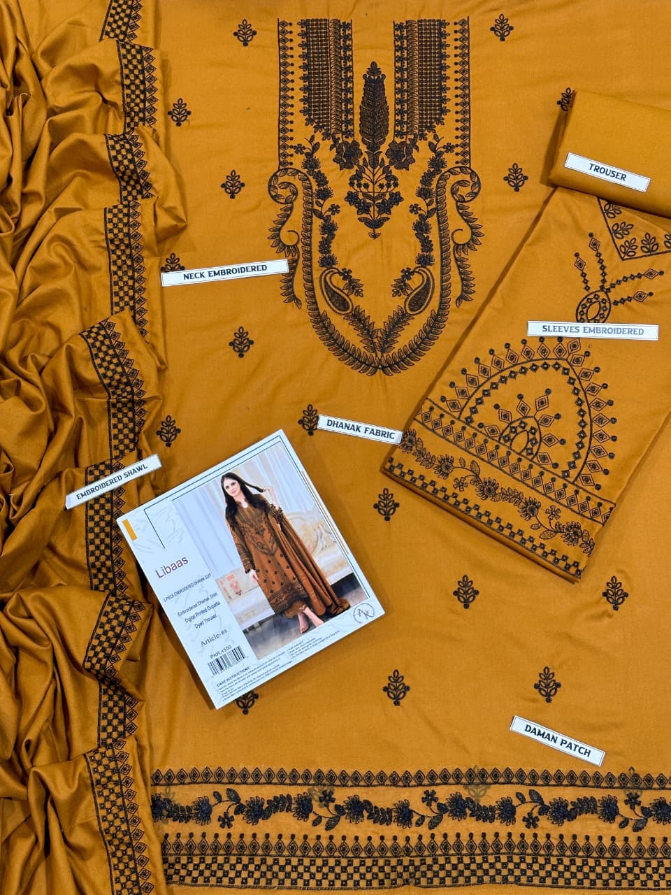 3 Pcs Dhanak Embroidered