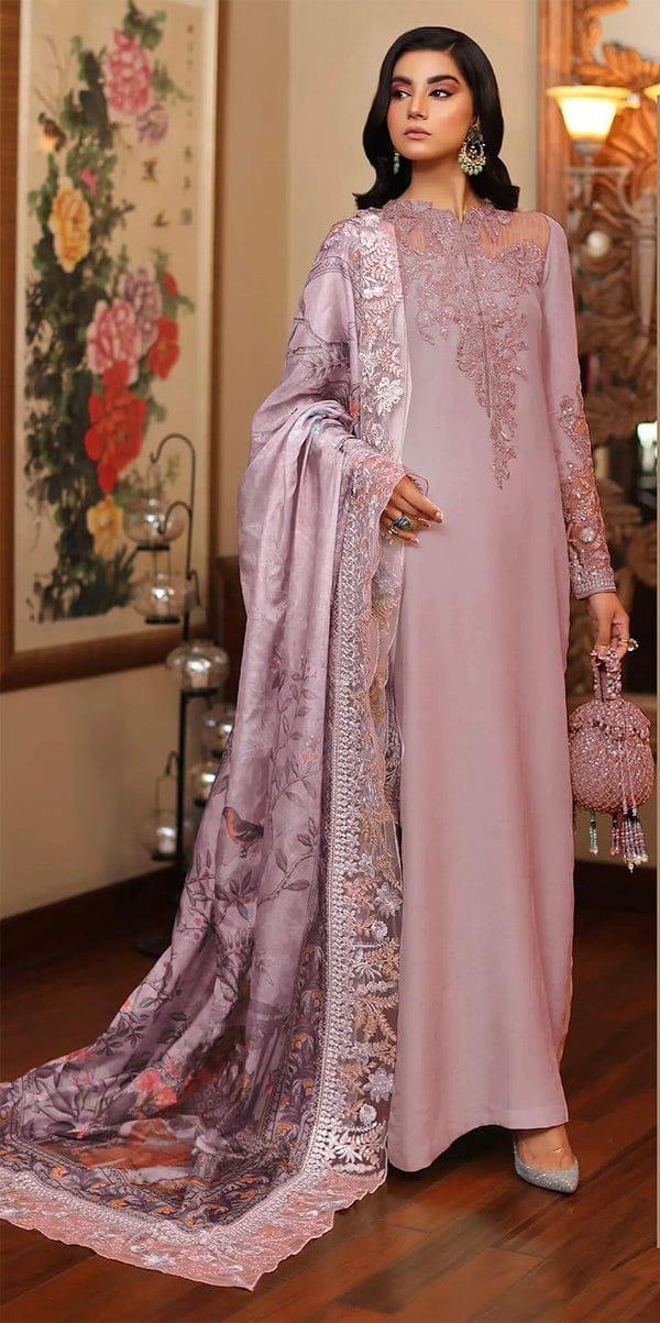 Lavish 3 Pcs Shamooz Silk With Embroidery and Adda Work Unstitched