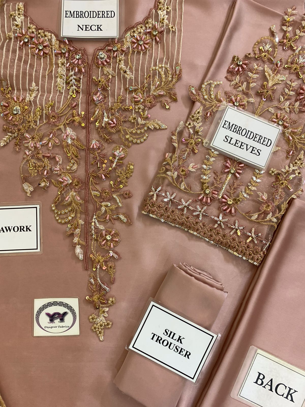 Lavish 3 Pcs Shamooz Silk With Embroidery and Adda Work Unstitched