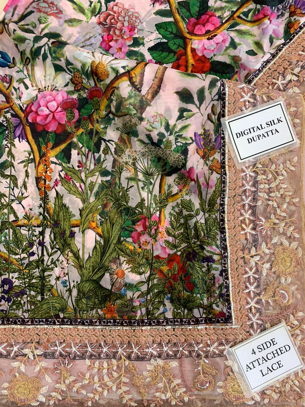 Lavish 3 Pcs Shamooz Silk With Embroidery and Adda Work Unstitched