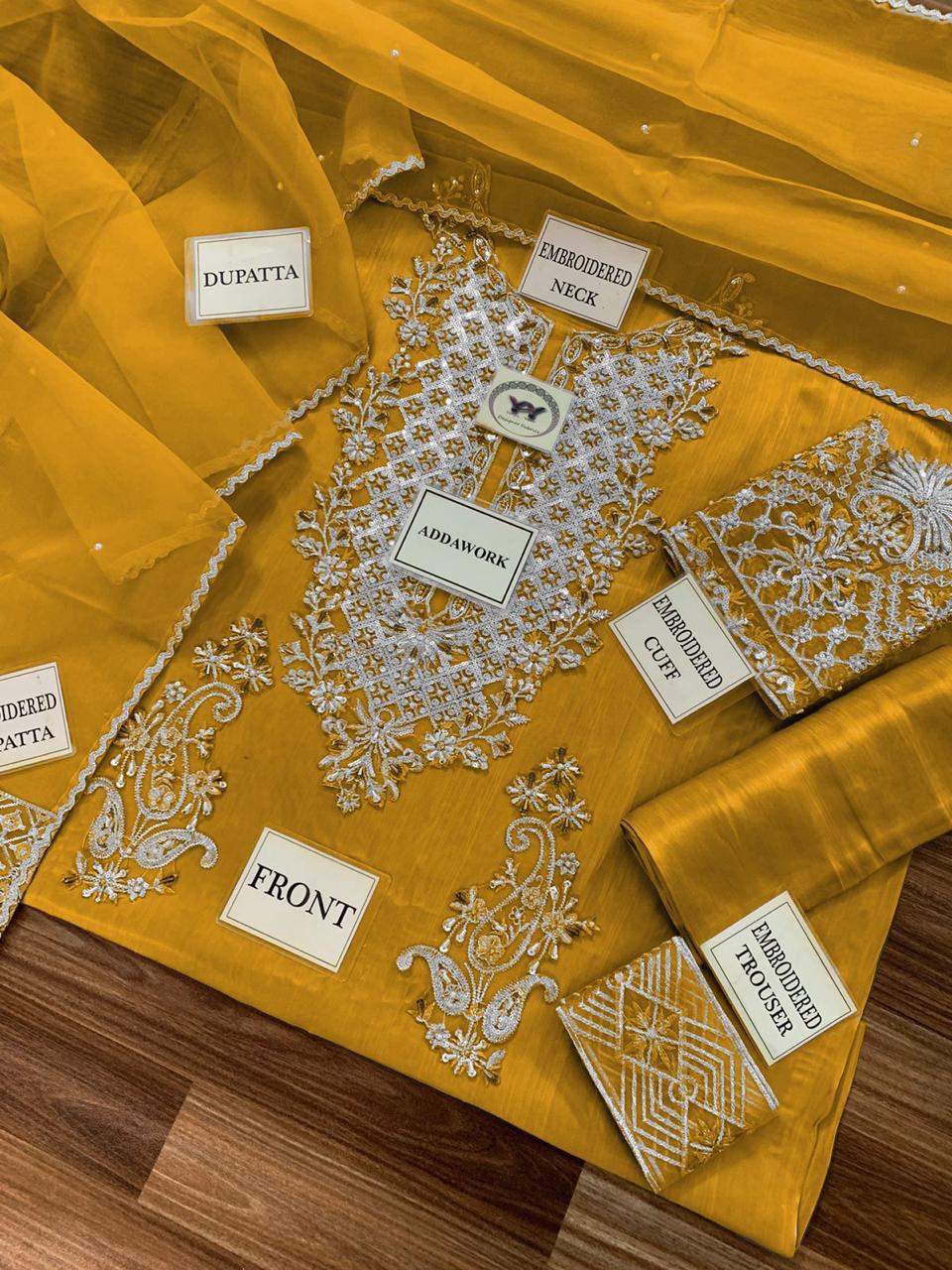 Lavish 3 Pcs Shisha Silk With Embroidery and Hand Work Unstitched