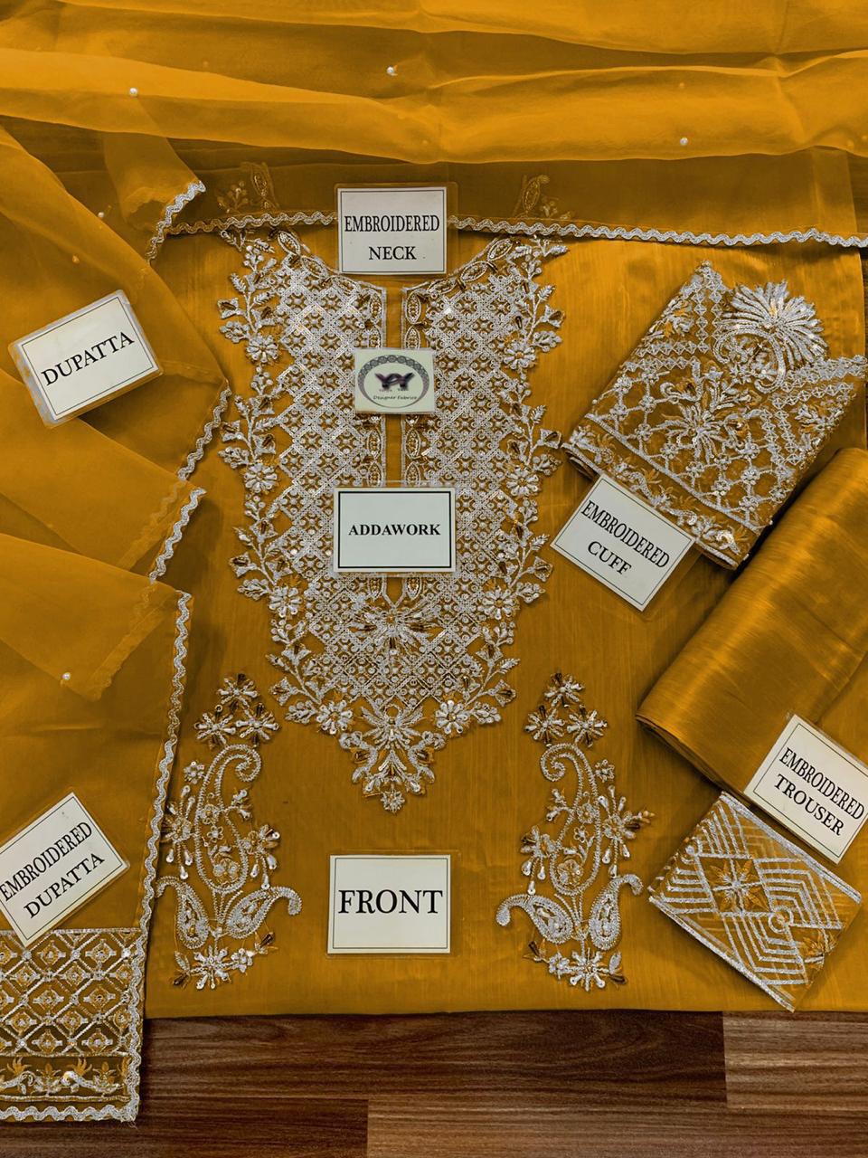 Lavish 3 Pcs Shisha Silk With Embroidery and Hand Work Unstitched