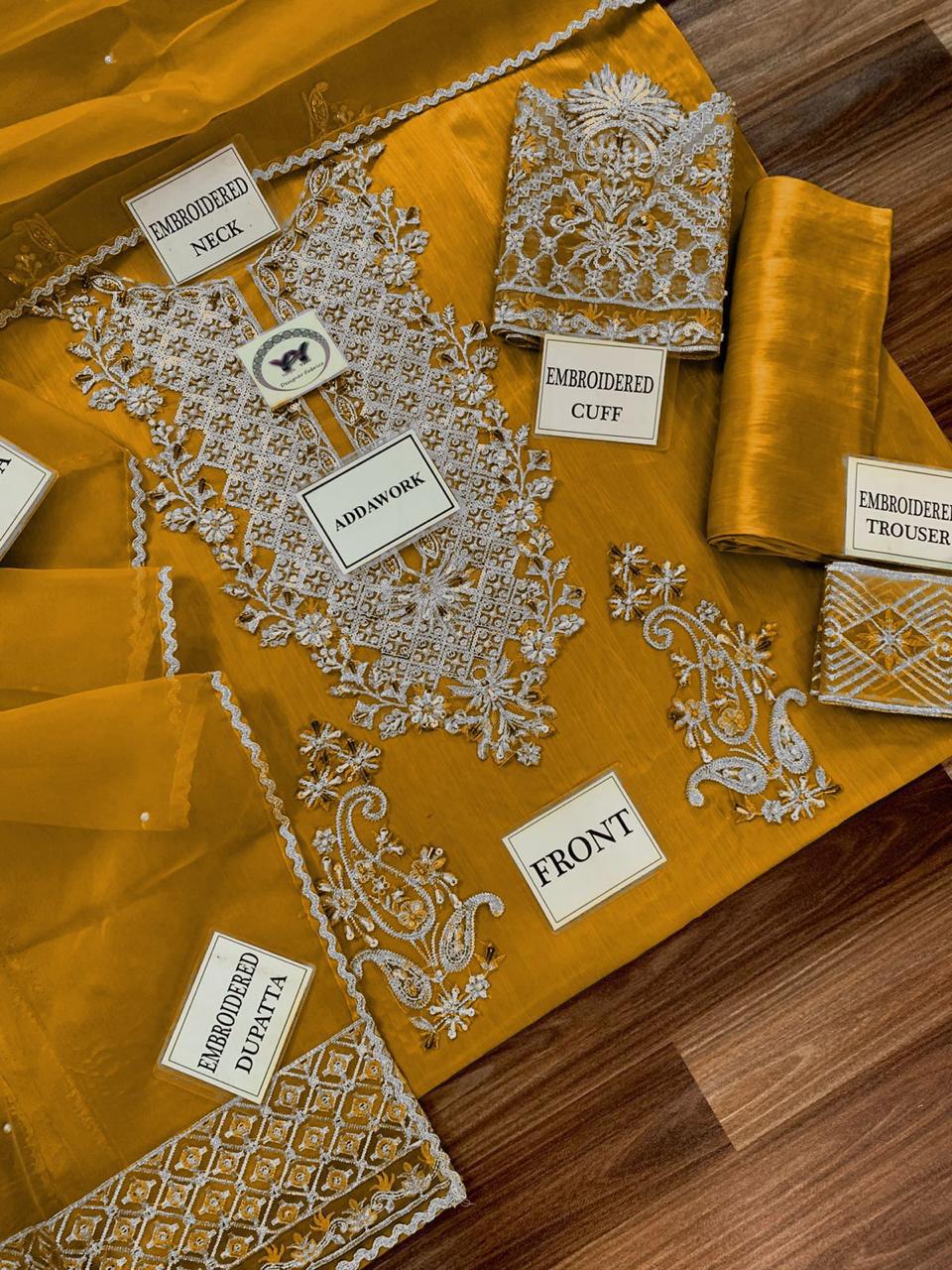 Lavish 3 Pcs Shisha Silk With Embroidery and Hand Work Unstitched