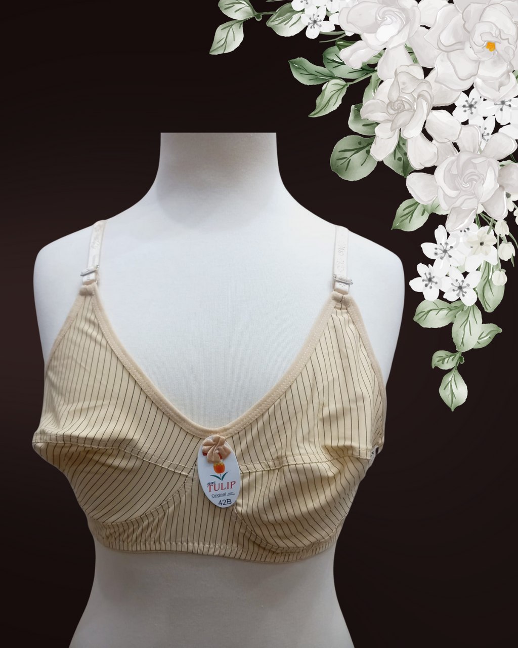 Adjustable Non Padded Stripped Pattern Bra